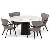 Dining group with table Apriori K 160x160 (Statuario) and chairs Apriori S (taupe) OM