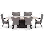 Dining group with table STK 120 x 240 (Reves noisette) and chairs Apriori SH/MH OM