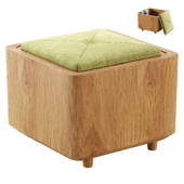 Square Storage Stool, Solid Wood Footstool for Living Room Bedroom