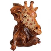 Giraffe head sculpture made of wood