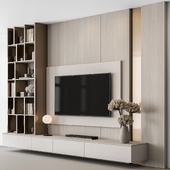 TV Wall Beige and Gold - Set 147