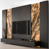 TV Wall Stone and Wood - Set 141
