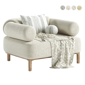 Contemporary Armchair Upholstered in Boucle Fabric