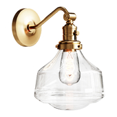 Schoolhouse Glass Curved Arm Sconce