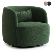Poly Blend Boucle Fabric Upholstered Swivel Armchair