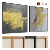 Set of paintings of golden paint large strokes | 4K | PBR