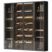 Wine cabinet with dishes and glasses