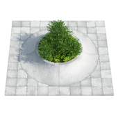 Concrete flower beds integrated into paving 2