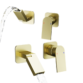 Brushed Gold Waterfall Bathroom Sink Faucet
