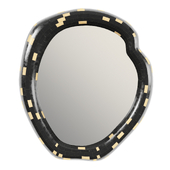 Настенное зеркало CB2 Horn black round wall mirror