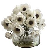 Bouquet of anemones in a glass vase