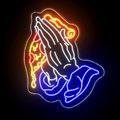 Pizza Praying Hands Neon Sign