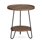 LITTLE TREE FURNITURE Round Side Table End Table with Metal Legs