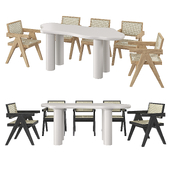 Обеденный стул Archic Japandi и столом неправильной формы Homary