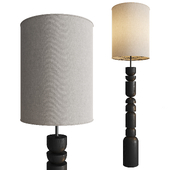 Aska Charred Wood And Natural Linen Floor Lamp