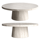 Willy Faux Travertine Resin Round Pedestal Coffee Table by Leanne Ford
