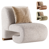 Modern T50 Lounge Chair, White Wool Bouclé, Handmade in Portugal by Greenapple