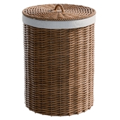 Round Natural Wicker Laundry Basket