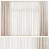 Wide Draped Linen Tulle Curtain