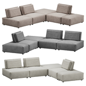 Free Modular Sofa Adjustable Back Linen Upholstery With Ottomans