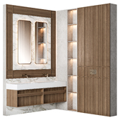 Wood and marble bathroom furniture