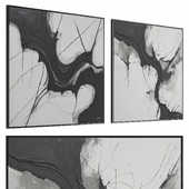 Набор картин Изогнутые черно-белые формы | 4K | PBR