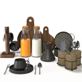 Set of dishes in loft style