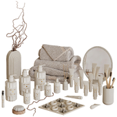 Decorative set for the bathroom with a branch