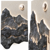 Panel mountains and moon