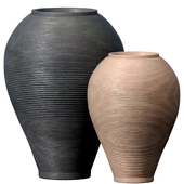 Decorative Contemporary corrugated ceramic floor high vase,Urn, pot, Outdoor planters in a modern style for home decoration.Modern Vases