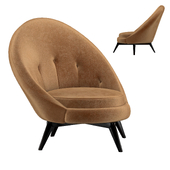 Swivel Lounge Chair in Mustard Velvet