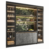 Wine Cabinet With Glasses & Decoration 004