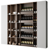 Wine cabinet with dishes and glasses - wooden Rack 26