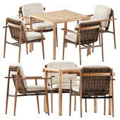 Trio Outdoor Dining chair by Minotti and Kilt Square table by Ethimo