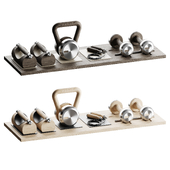 PENT. DEHA Small set of fitness equipment on a wooden stand