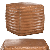 Square Channel Leather Pouf