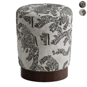Velvet Pouffe Пуф with Walnut Plinth - Tiger Mountain by Six The Residence