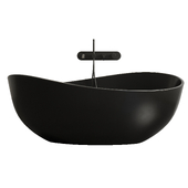 Uovo Matte Black Freestanding Stone Bath 1700mm