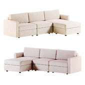 Malea 4-Piece L-Shaped White Performance Fabric Sectional Sofa with Ottoman
