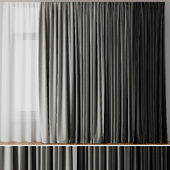 Set of soft grey silk curtains with wrinkles - collections 21 HBH