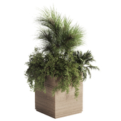Wooden And Metal Box Plants On Stand_Set 160