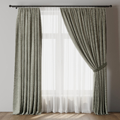 Classic Curtain with rod 34 green Curtain