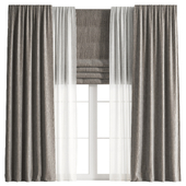 Curtain with Tulle and Roman Blinds set 07