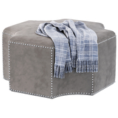 Fiorella Octagon Cocktail Ottoman Single Tuft Chrome Nailhead Trim