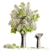 White Lilac in a Metallic Vase