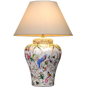 Настольная лампа Chinese Asian Style Flower and Birds Pattern Ceramic Bedside
