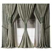 Classic green Curtain with Roman blinds Curtain 021 HBH