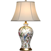Настольная лампа Chinese Style Flower and Birds Ceramic Nightstand Asian Table Lamp