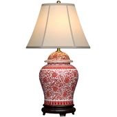 Настольная лампа Lotos Red & White Ceramic Ginger Jar European Table Lamp