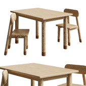 Indoor Children Play Table for 5 to 7 Years with Wood Seating in Unfinished Color